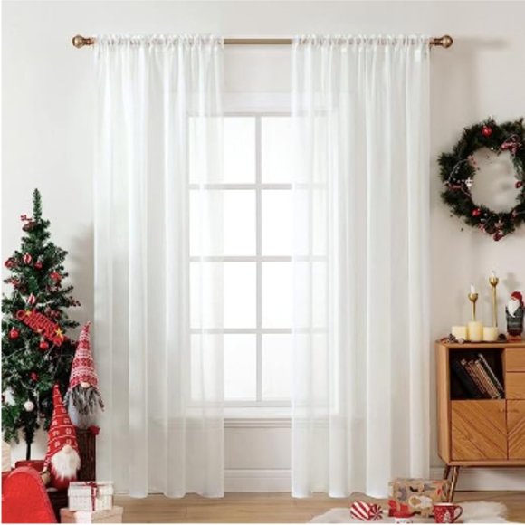 Sheer Ivory Curtains - Picture 1 of 2